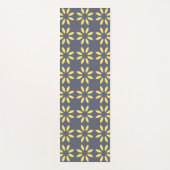 Yellow Abstract Flowers on Slate Blue Yogamatte (Vorderseite)