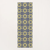 Yellow Abstract Flowers on Slate Blue Yogamatte (Rückseite)
