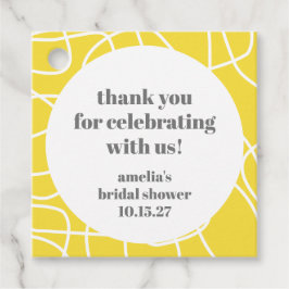 Yellow Abstract Line Custom Bridal Shower Thanks Geschenkanhänger