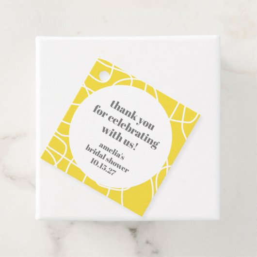 Yellow Abstract Line Custom Bridal Shower Thanks Geschenkanhänger (Beispiel)