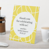 Yellow Abstract Line Custom Bridal Shower Thanks Sockelschild (In SItu)