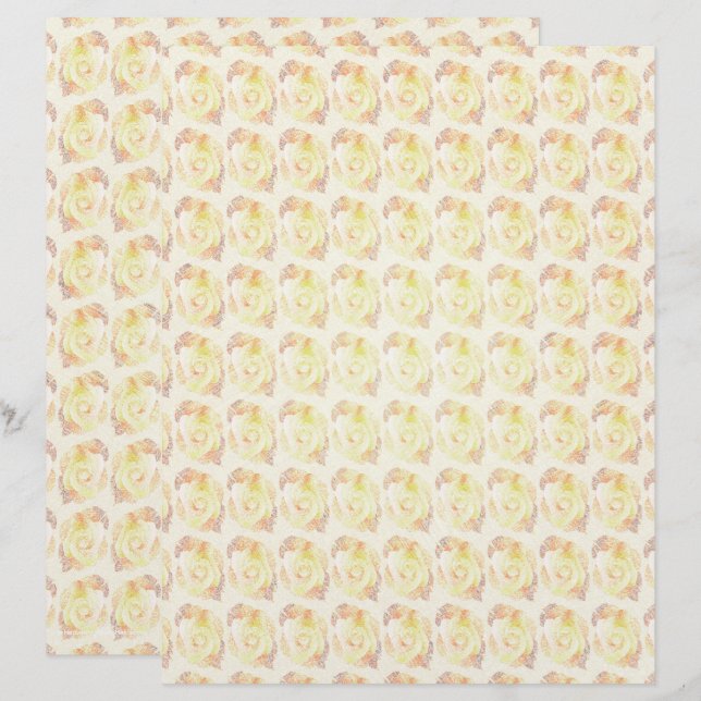 Yellow Abstract Roses Scrapbook Paper 2-Sided Page (Vorne/Hinten)