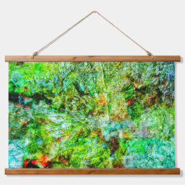 Yellow abstract Wood Topped Wall Tapestry,Yellow  Wandteppich Mit Holzrahmen