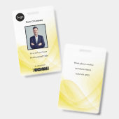 Yellow Abstrakt Wave Business Foto ID Ausweis (Front & Back)