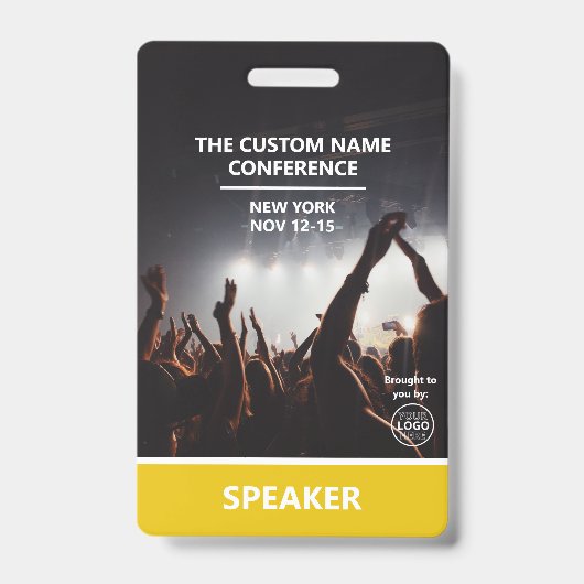 Yellow Access Pass QR Code Lautsprecher Conference Ausweis (Vorderseite)