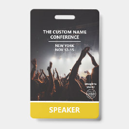 Yellow Access Pass QR Code Lautsprecher Conference Ausweis