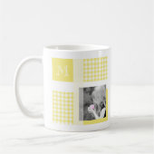 Yellow Add Your Foto Gingham Modern Monogram Kaffeetasse (Links)