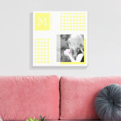 Yellow Add Your Foto Gingham Modern Monogram Leinwanddruck (Insitu (Wohnzimmer))