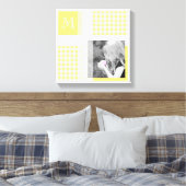 Yellow Add Your Foto Gingham Modern Monogram Leinwanddruck (Insitu (Schlafzimmer))