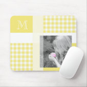 Yellow Add Your Foto Gingham Modern Monogram Mousepad (Mit Mouse)