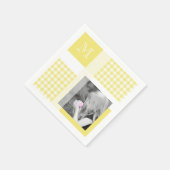 Yellow Add Your Foto Gingham Modern Monogram Serviette (Ecke)