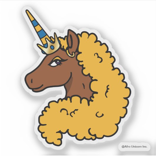 Yellow Afro Unicorn Aufkleber (Vorderseite)
