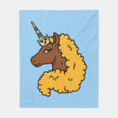 Yellow Afro Unicorn Fleecedecke (Vorderseite)