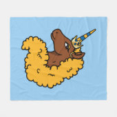 Yellow Afro Unicorn Fleecedecke (Vorderseite (Horizontal))
