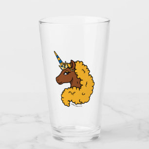 Yellow Afro Unicorn Glas