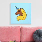 Yellow Afro Unicorn Leinwanddruck (Insitu (Wohnzimmer))
