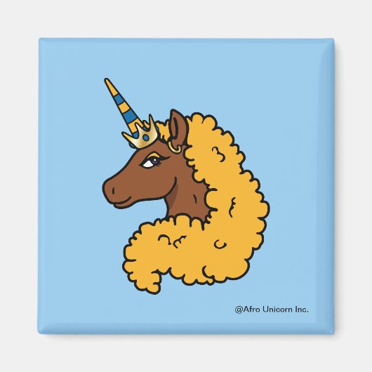 Yellow Afro Unicorn Magnet (Vorne)