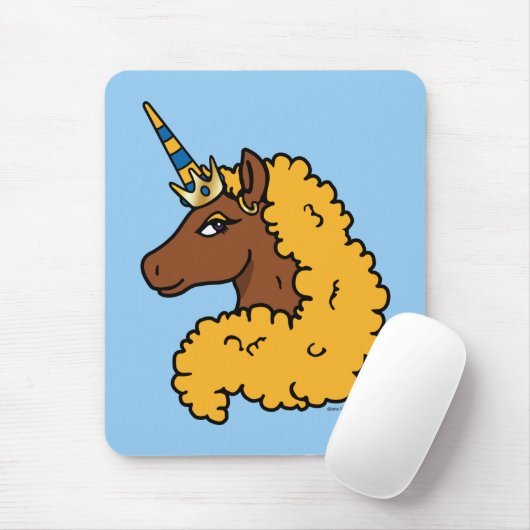 Yellow Afro Unicorn Mousepad (Mit Mouse)
