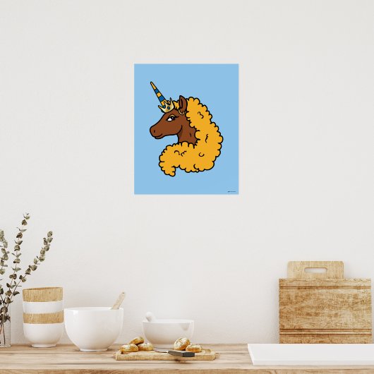 Yellow Afro Unicorn Poster (Küche)