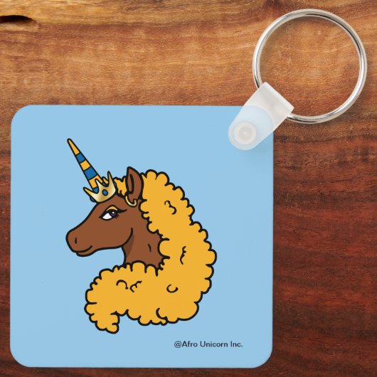 Yellow Afro Unicorn Schlüsselanhänger (Rückseite)