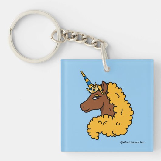 Yellow Afro Unicorn Schlüsselanhänger (Vorderseite)