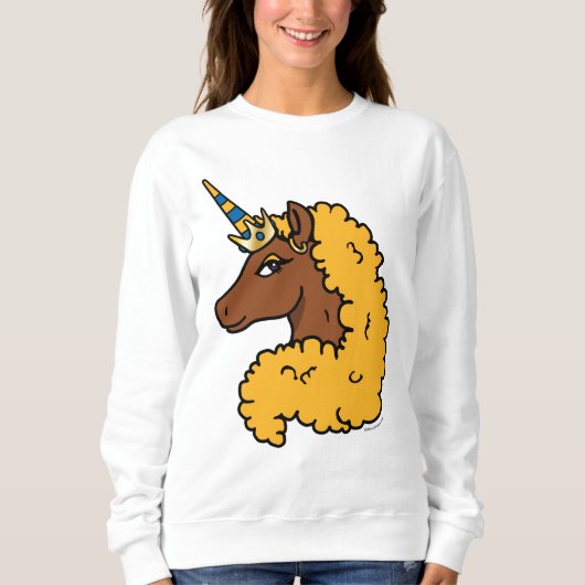 Yellow Afro Unicorn Sweatshirt (Vorderseite)