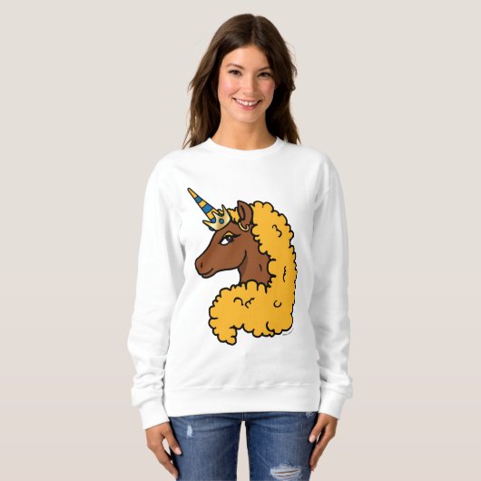 Yellow Afro Unicorn Sweatshirt (Vorne ganz)