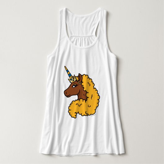 Yellow Afro Unicorn Tank Top (Design Vorderseite)