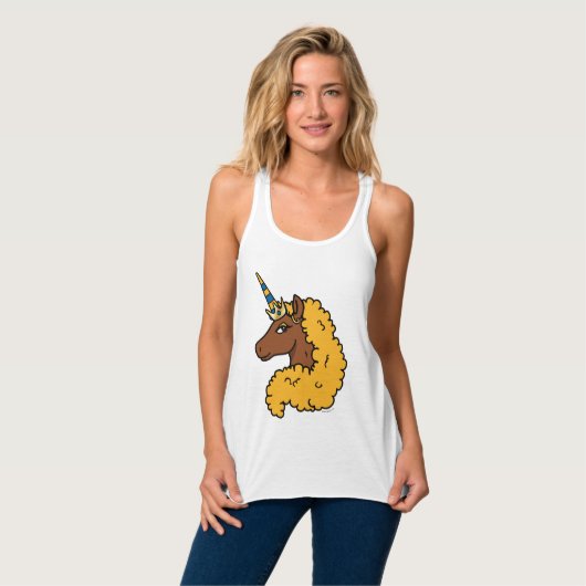 Yellow Afro Unicorn Tank Top (Vorderseite Vollansicht)