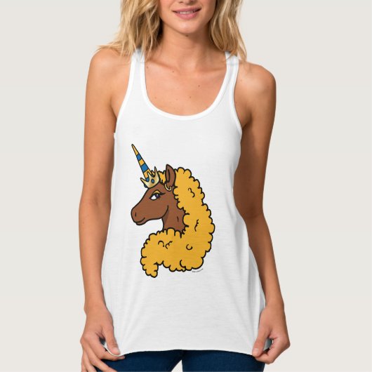 Yellow Afro Unicorn Tank Top (Vorderseite)