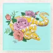 Yellow Albino Ball Python Glasuntersetzer (Vorderseite)