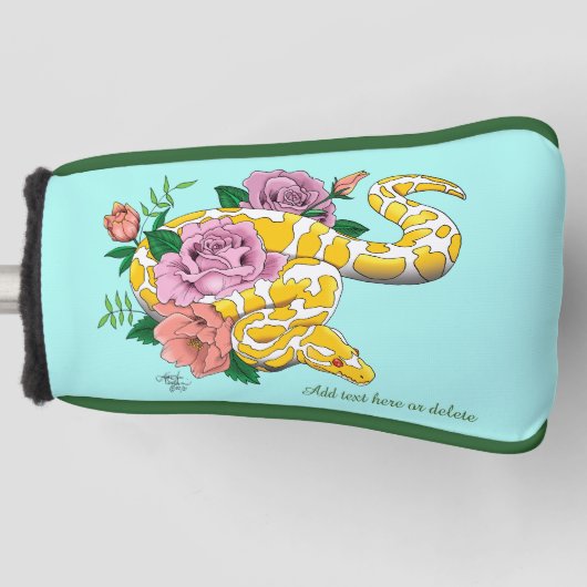 Yellow Albino Ball Python Golf Headcover (Vorderseite)