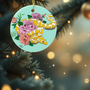 Yellow Albino Ball Python Keramik Ornament