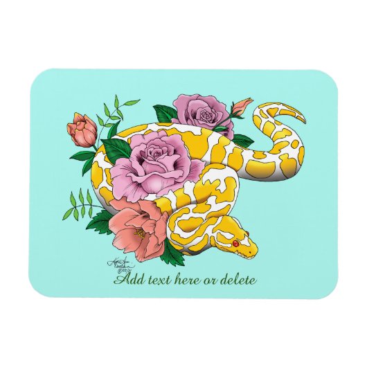 Yellow Albino Ball Python Magnet (Horizontal)