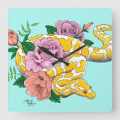 Yellow Albino Ball Python Quadratische Wanduhr (Vorderseite)