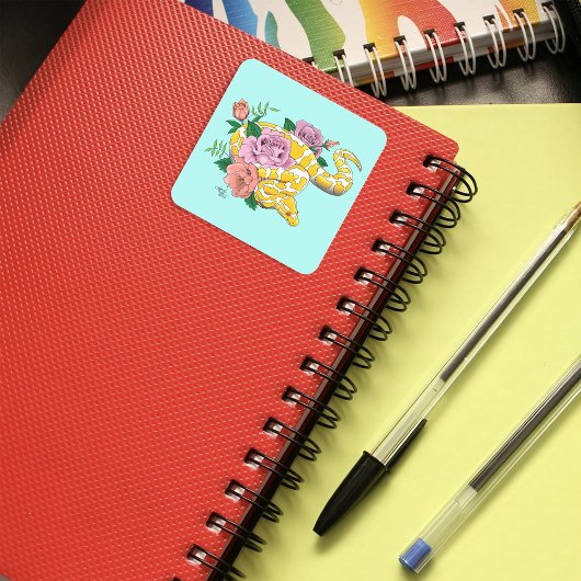 Yellow Albino Ball Python Quadratischer Aufkleber