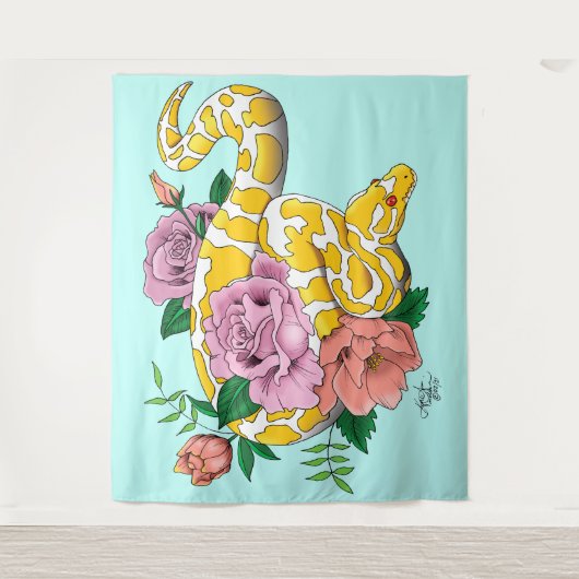 Yellow Albino Ball Python Wandteppich (Vorderseite)