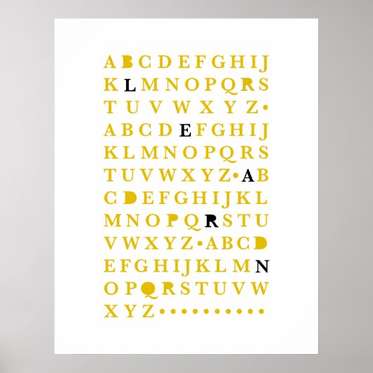 Yellow Alphabet lernen Letter Moderne Typografie A Poster (Vorne)