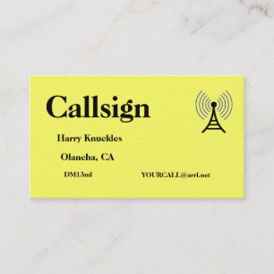 Yellow Amateur Radio Call Sign Visitenkarte