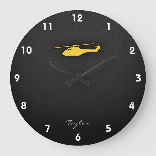 Yellow Amber Helicopter Große Wanduhr (Vorderseite)