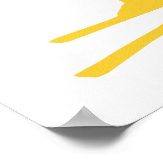 Yellow Amber Snow Ski Poster (Ecke)