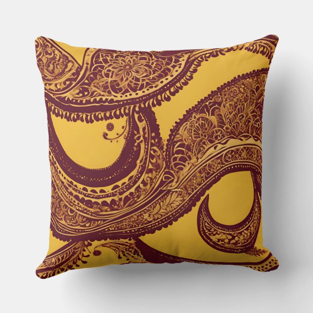 Yellow Ambiance AI Art Kissen (Rückseite)