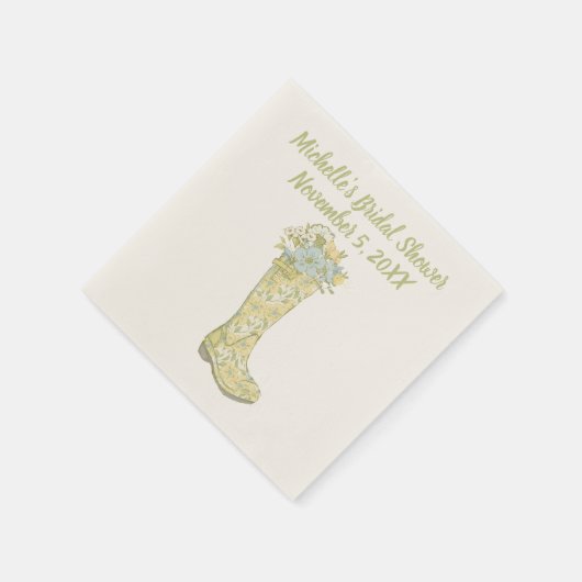 Yellow and Aqua Blue Floral Rain Boot Dusche Serviette (Ecke)