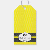 Yellow and Black Bee Baby Dusche Vielen Dank Geschenkanhänger (Rückseite)