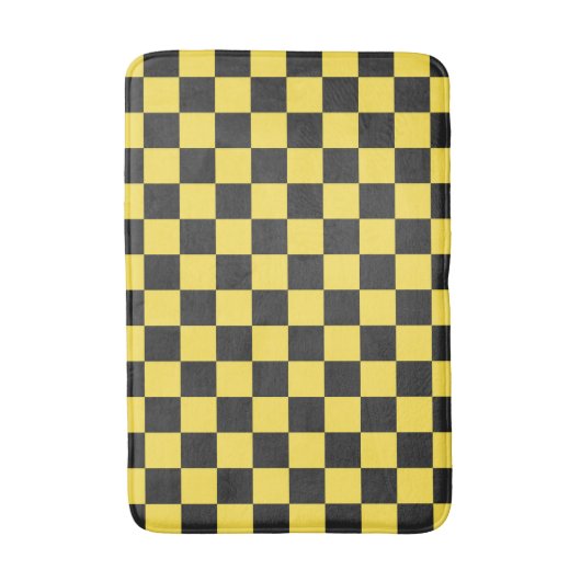 Yellow and black checkerboard pattern badematte (Vorderseite Vertikal)