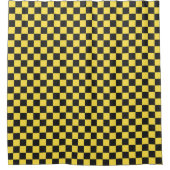 Yellow and black checkerboard pattern duschvorhang (Vorderseite)