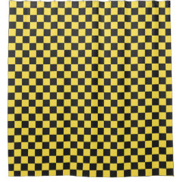 Yellow and black checkerboard pattern duschvorhang
