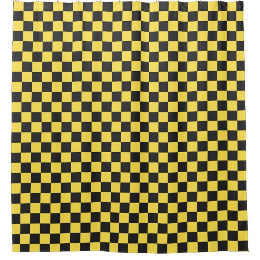 Yellow and black checkerboard pattern duschvorhang (Vorderseite)
