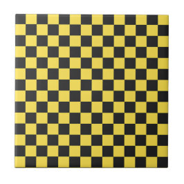 Yellow and black checkerboard pattern fliese