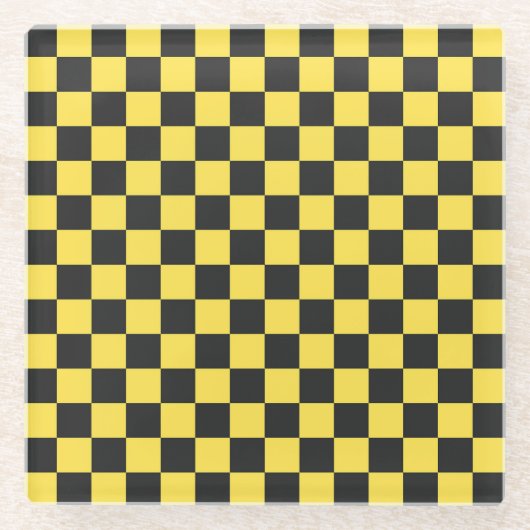 Yellow and black checkerboard pattern glasuntersetzer (Vorderseite)